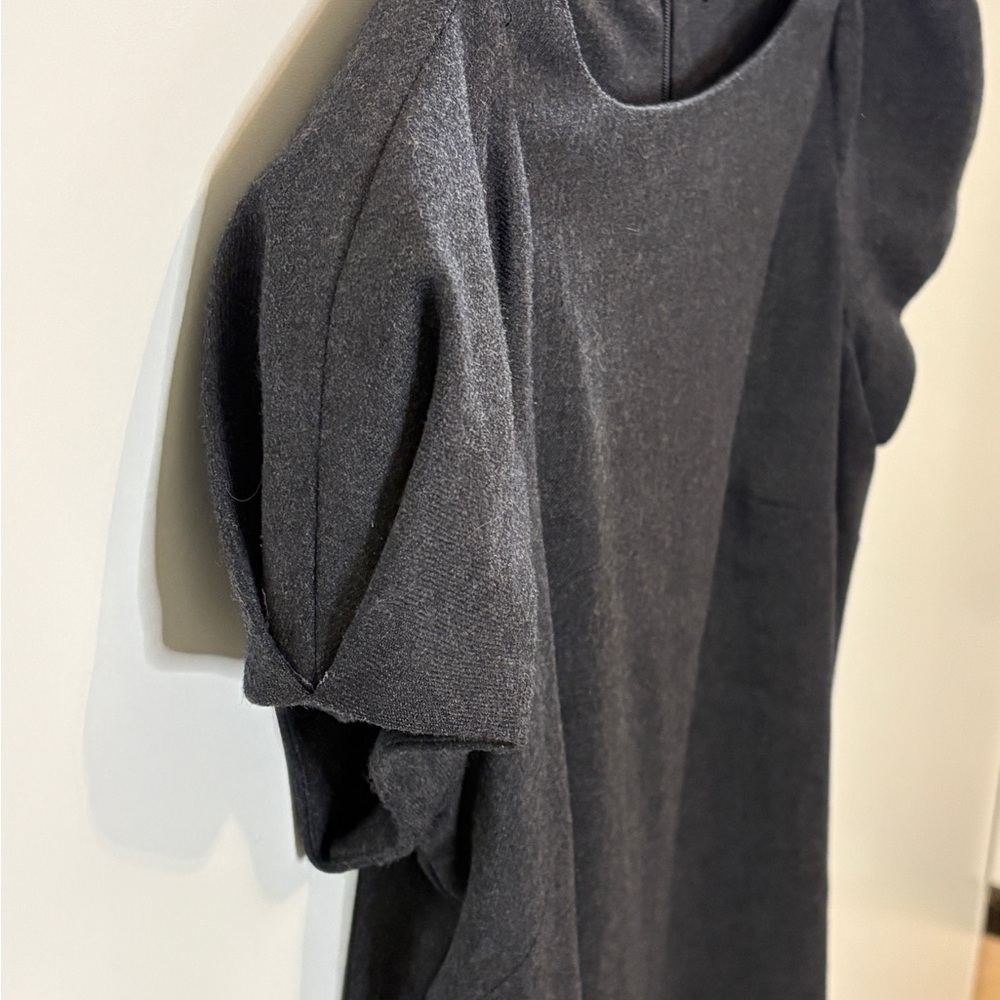 Banana Republic Elegant Charcoal Gray Wool Mini Dress with Puff Sleeves - Picture 5 of 7